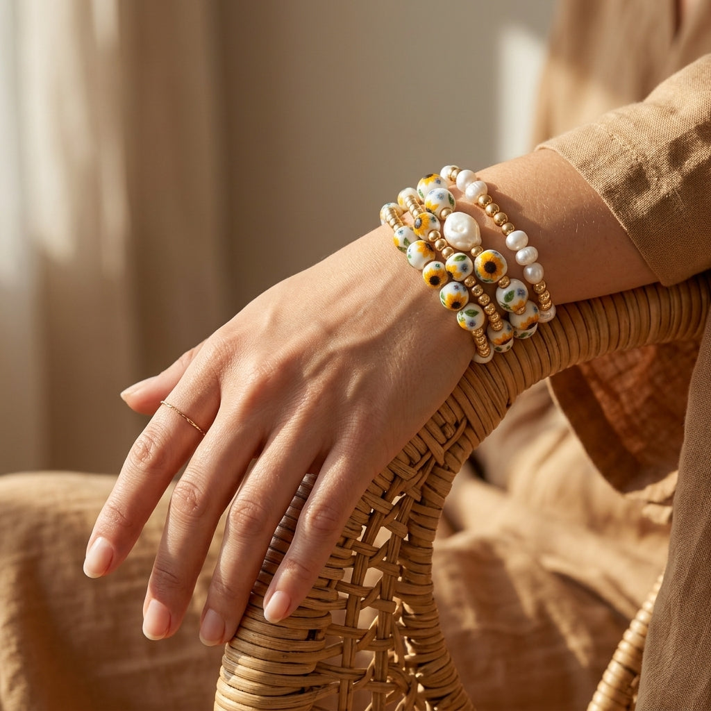 Porcelain Garden Sunlit Bloom Bracelet Set
