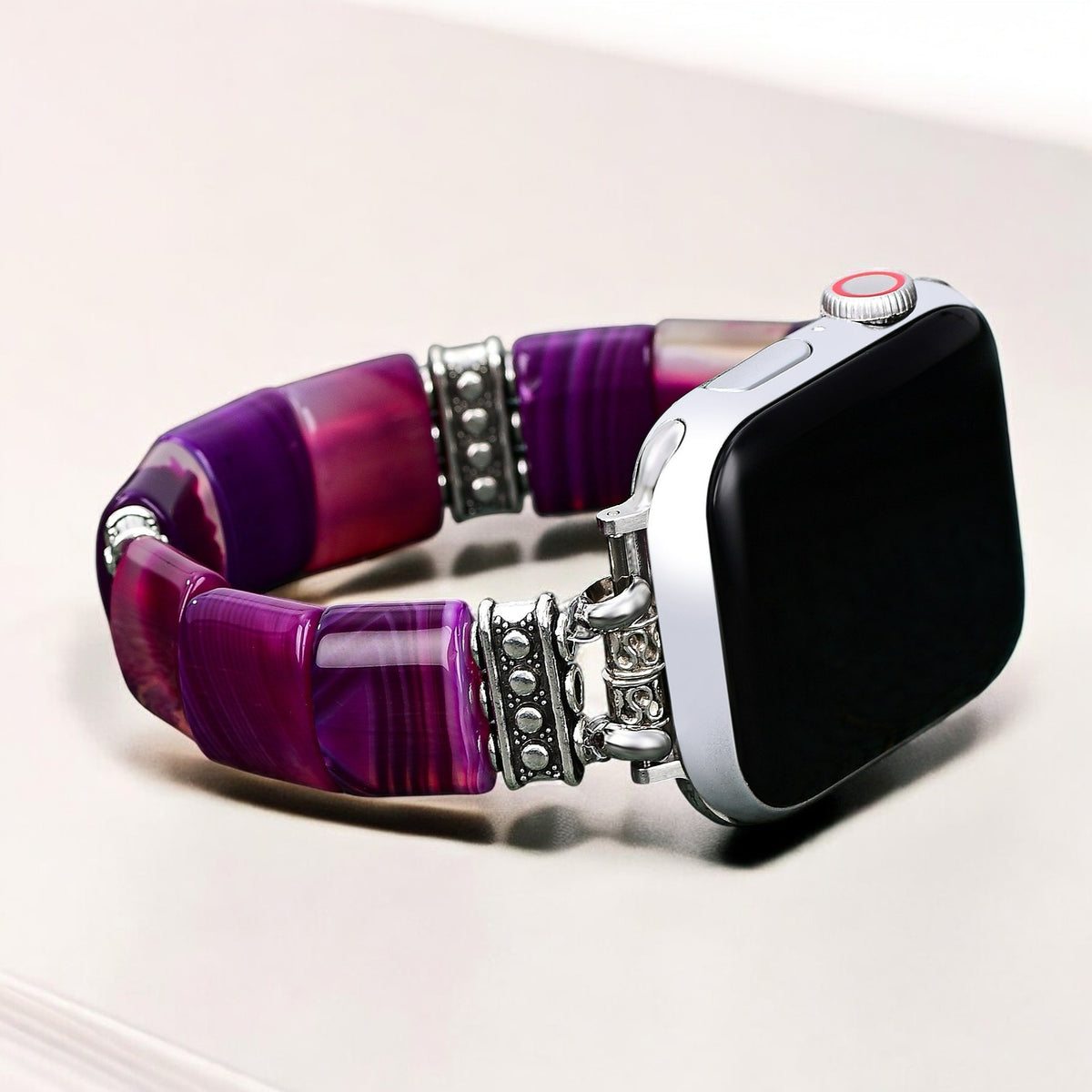 Amethyst Aura Agate Stretch Apple Watch Strap