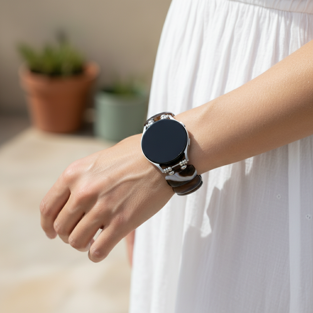 Bohemian Onyx Elegance Stretch Samsung Galaxy Watch Strap