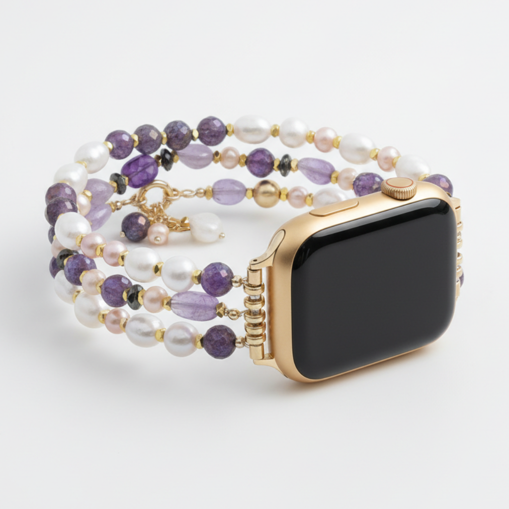 Amethyst Pearl Cluster Stretch Apple Watch Strap