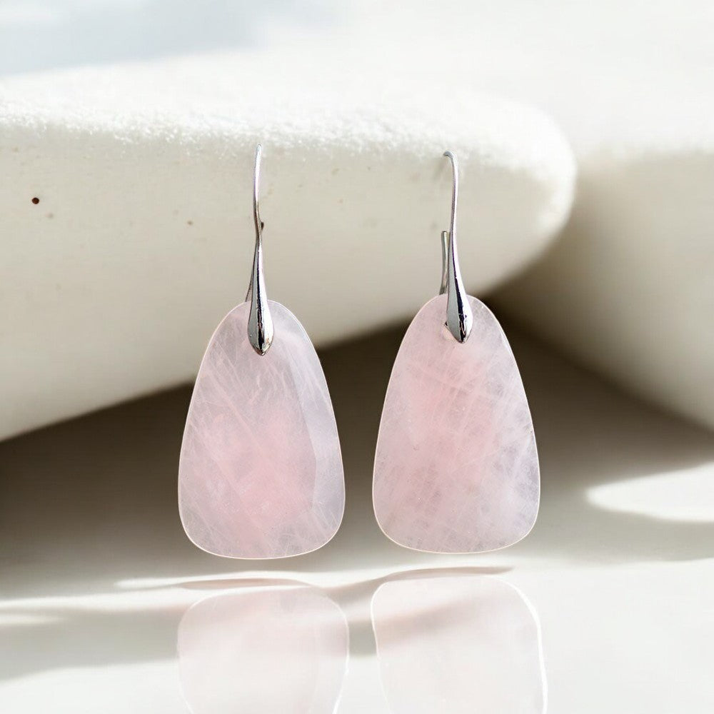 Rose Quartz Protection Drop Earrings