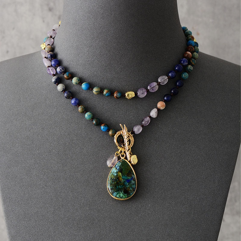 Healing Amethyst Teardrop Pendant Necklace - Cape Diablo