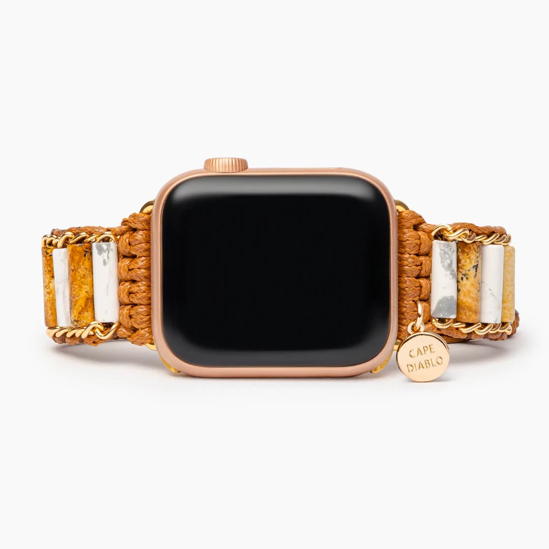 Linked Howlite Jasper Apple Watch Strap - Cape Diablo