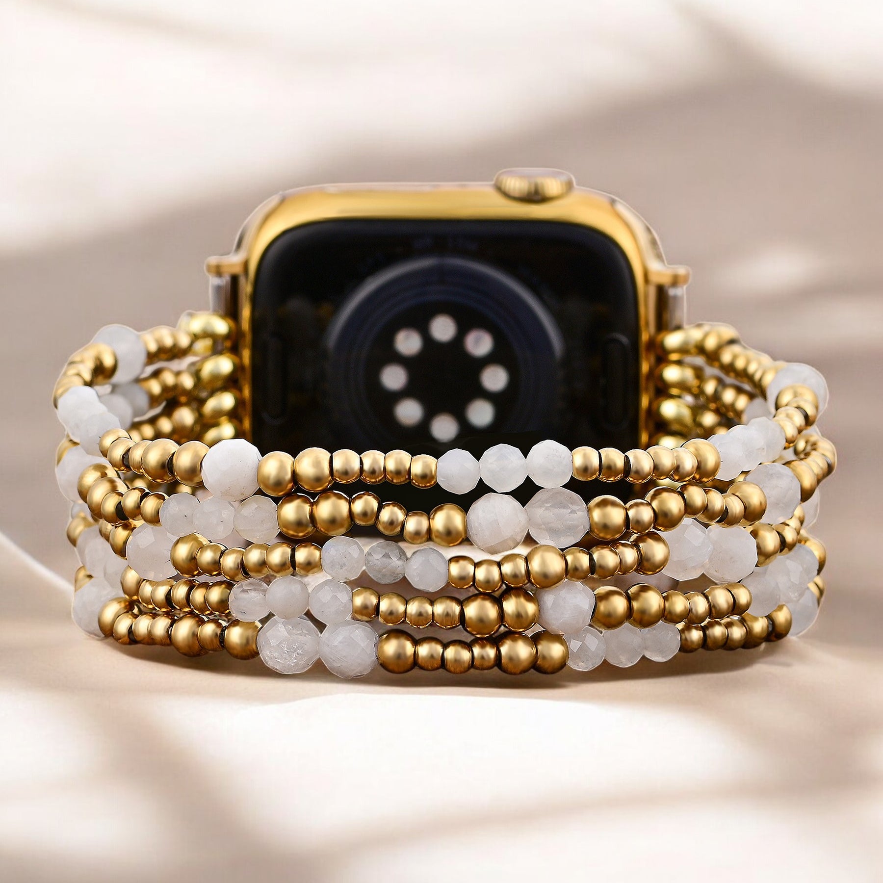 Golden Halo Moonstone Stretch Apple Watch Strap