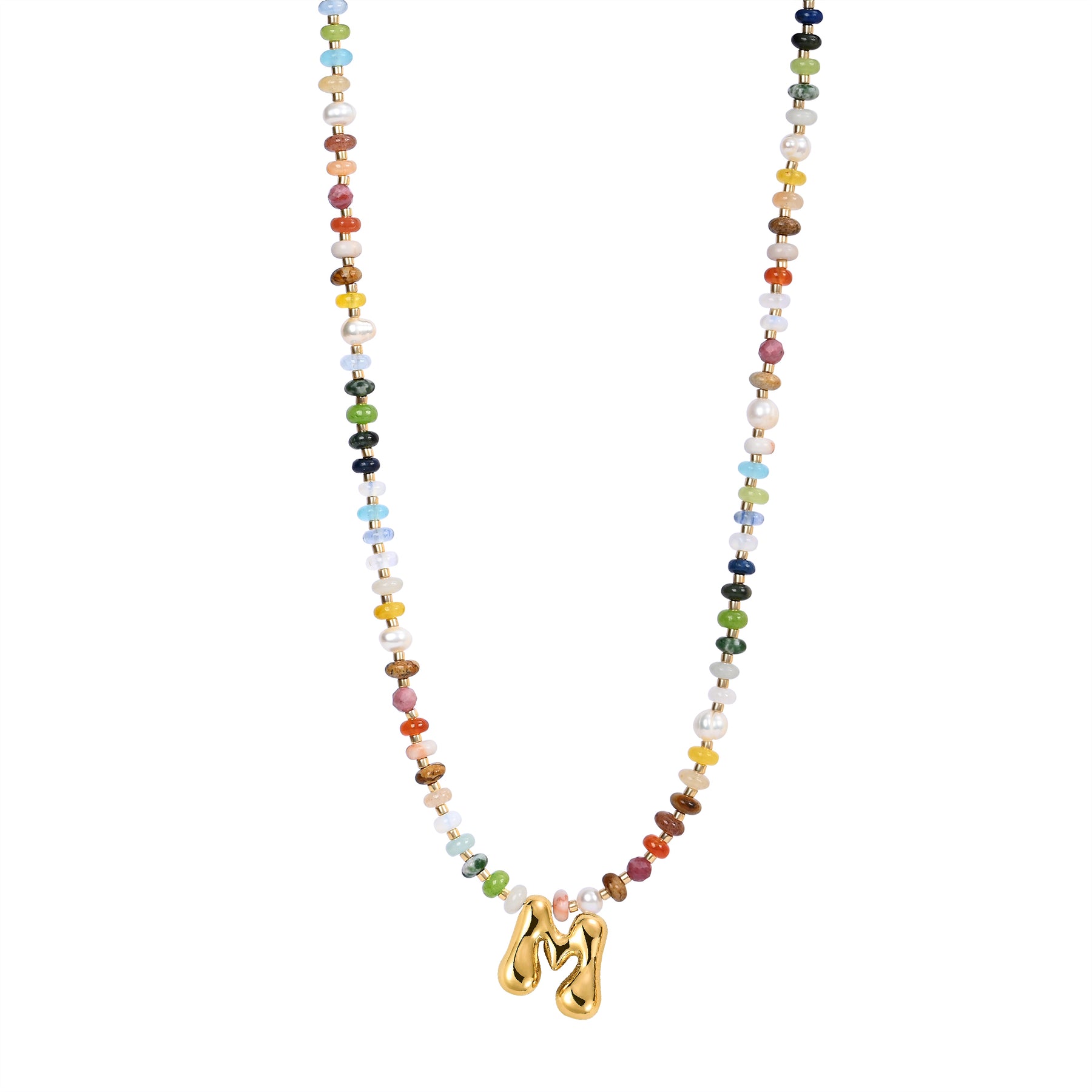 Vibrant Gem Initial Bubble Necklace