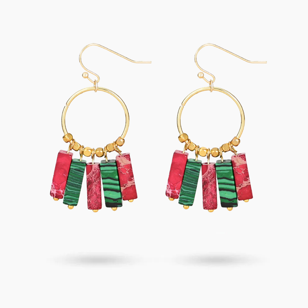 Jolly Poinsettia Hues Dangle Earrings