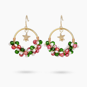 Starry Mistletoe Wreath Earrings