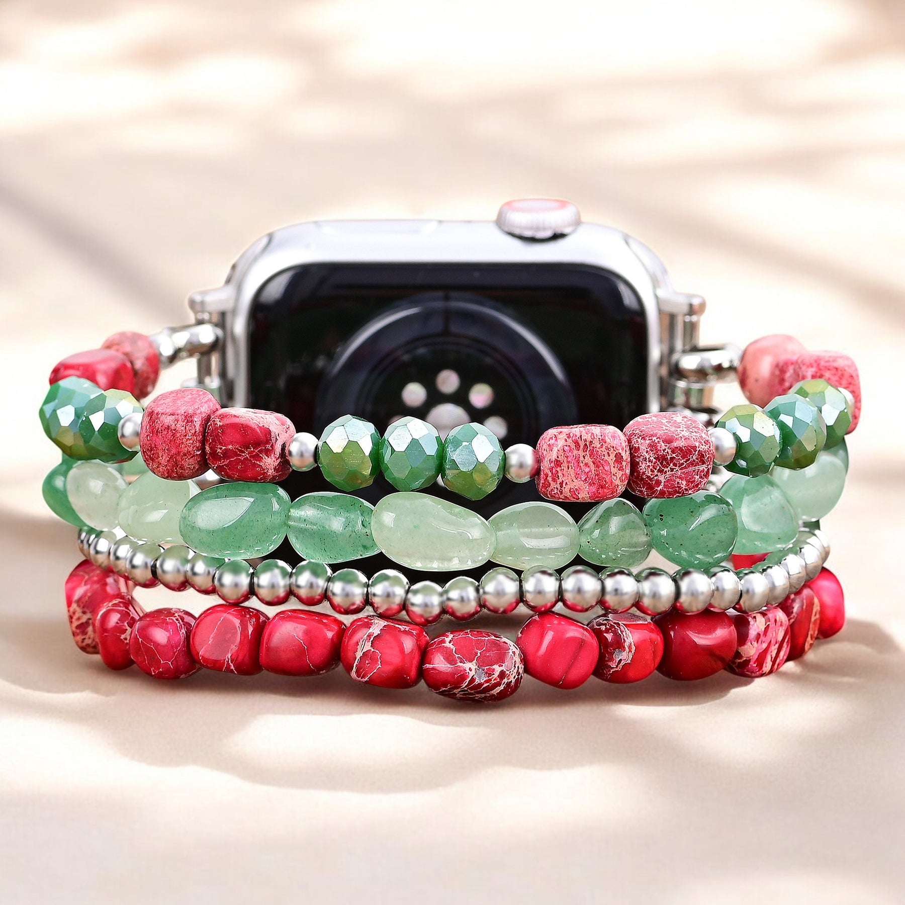 Evergreen Silver Elegance Christmas Apple Watch Strap