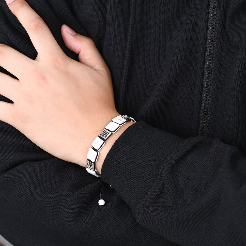 Men’s White Turquoise Bracelet