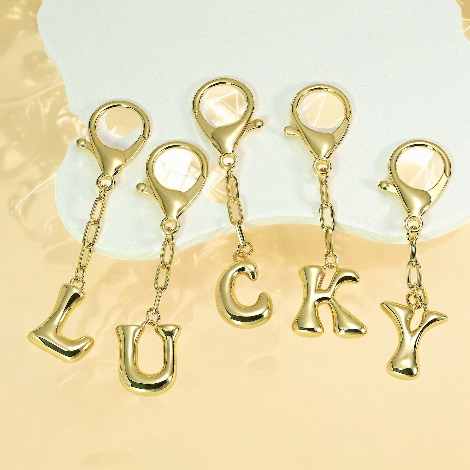 Bubble Letter Initial Keychain & Bag Charm