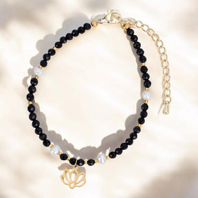 Midnight Agate Lotus Bracelet