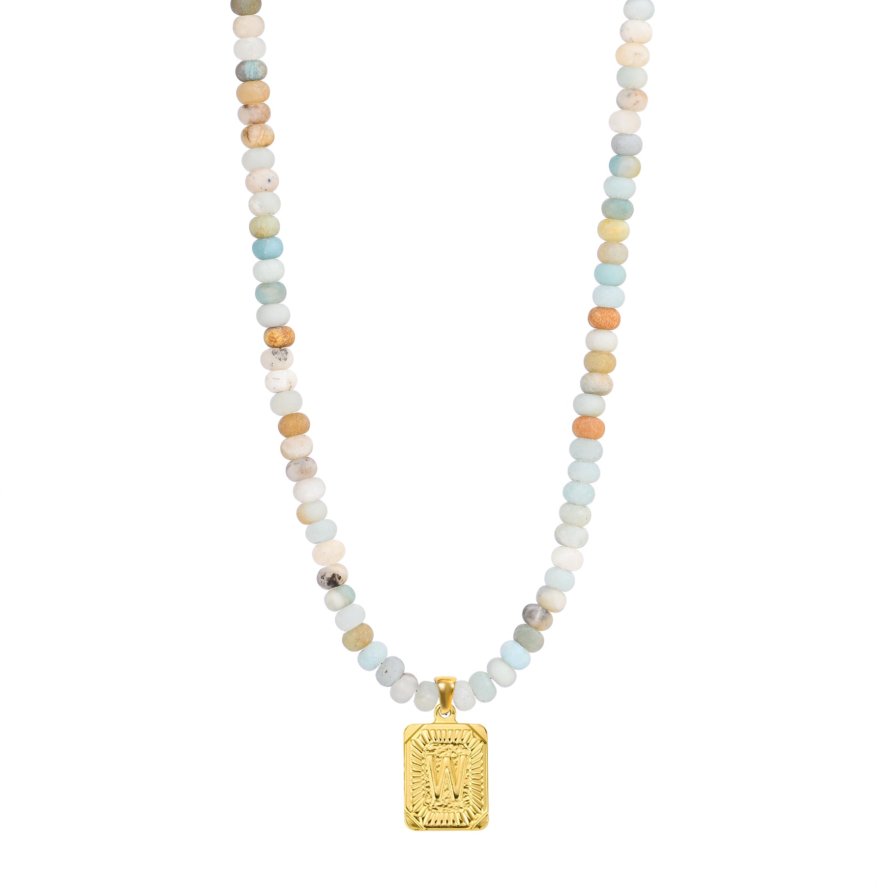 Amazonite Initial Letter Charm Necklace