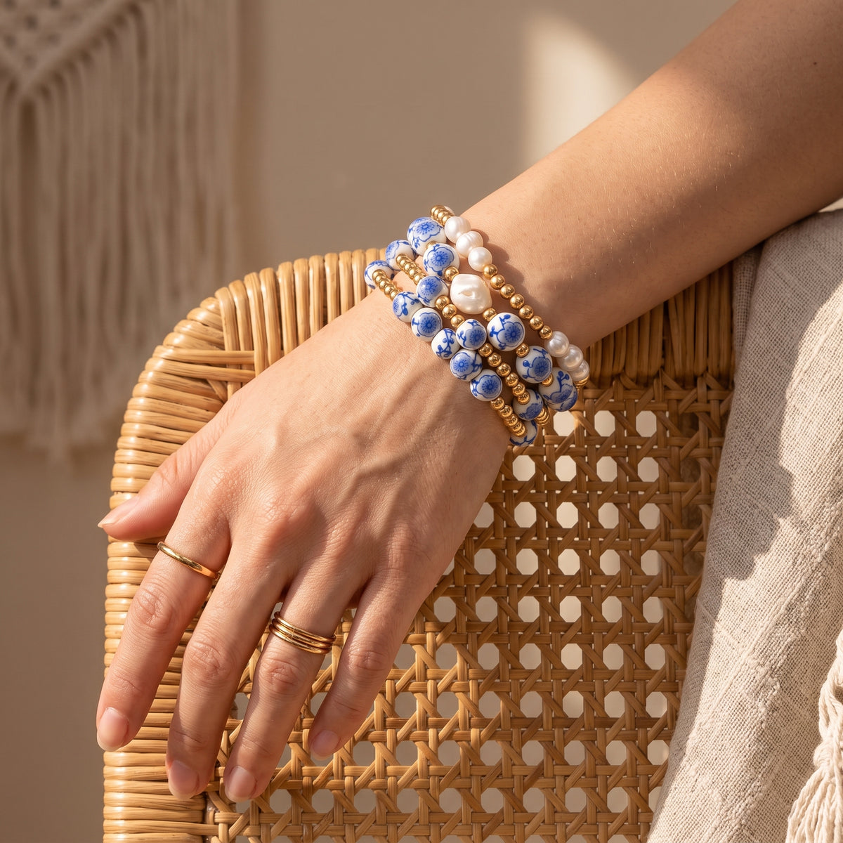Porcelain Garden Blue Blossom Bracelet Set