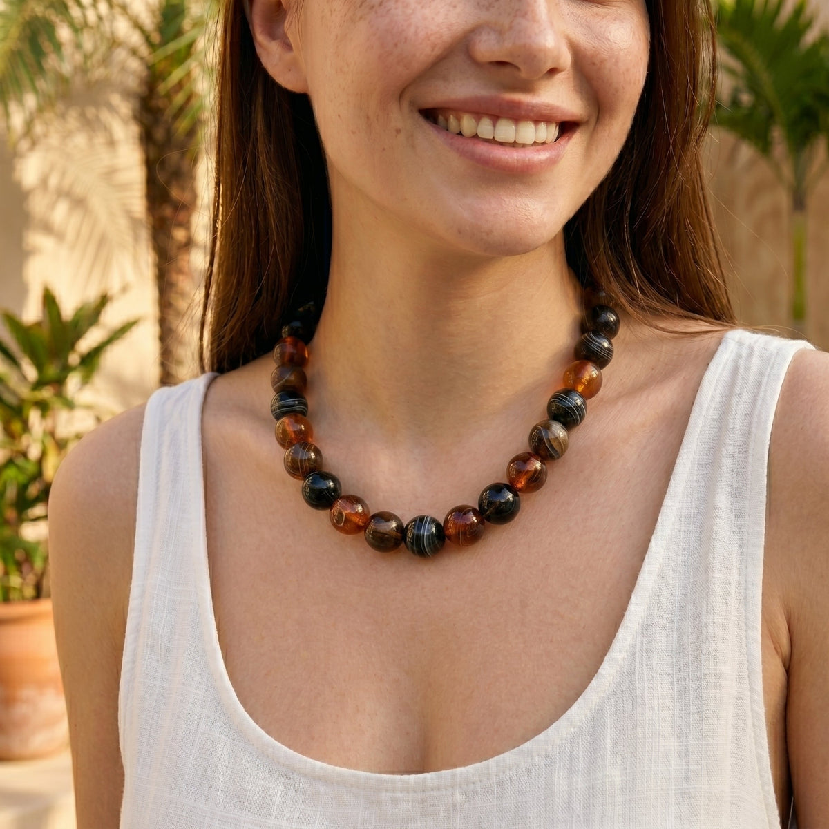 Chunky Brown Beaded Necklace