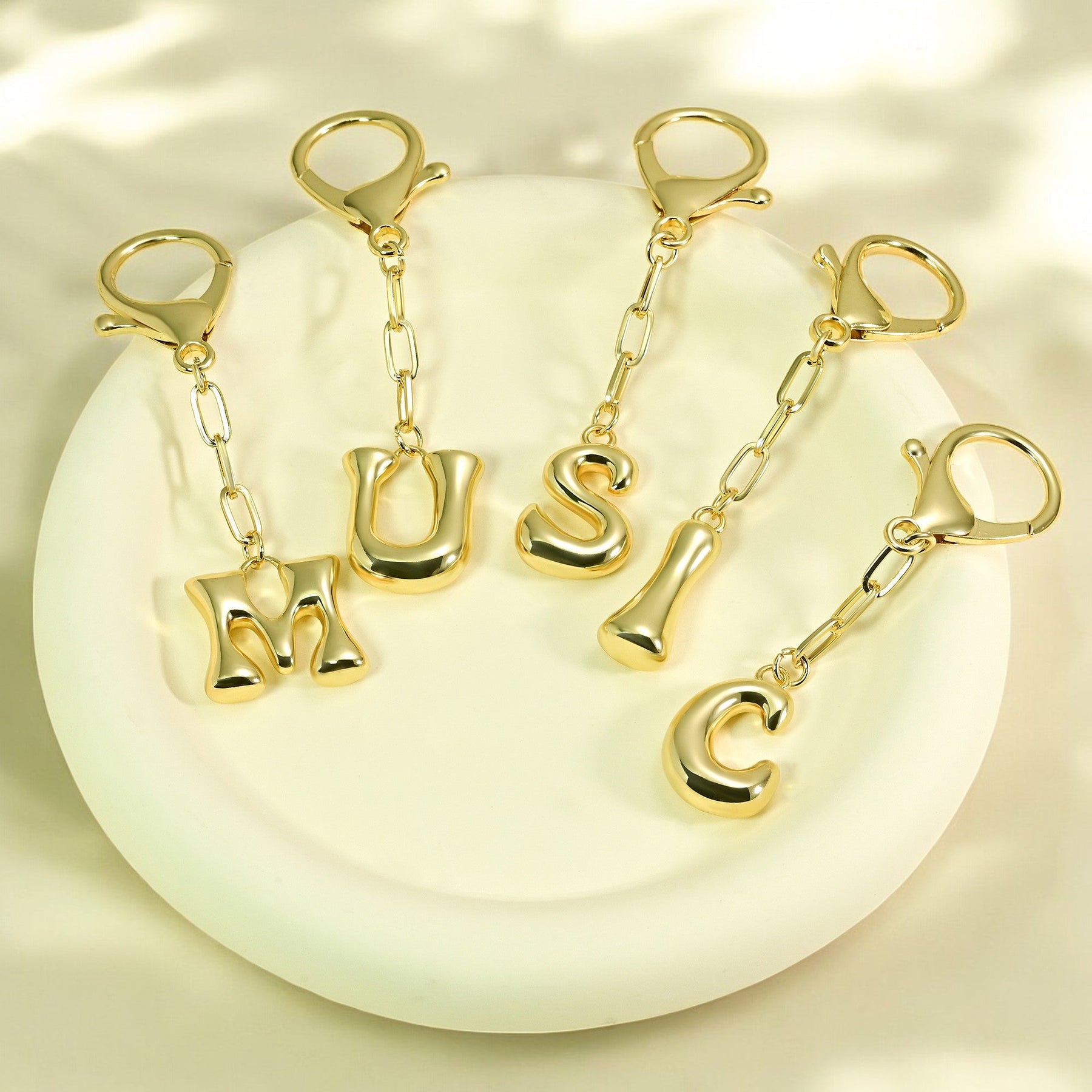 Bubble Letter Initial Keychain & Bag Charm
