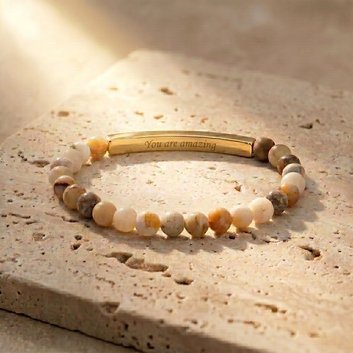 Secret Message Agate Stone Bracelet