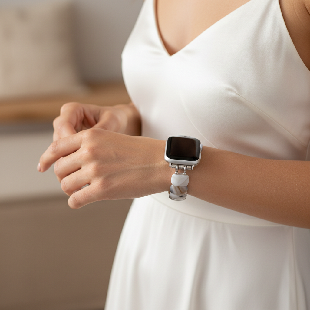 Ivory Aura Stretch Apple Watch Strap