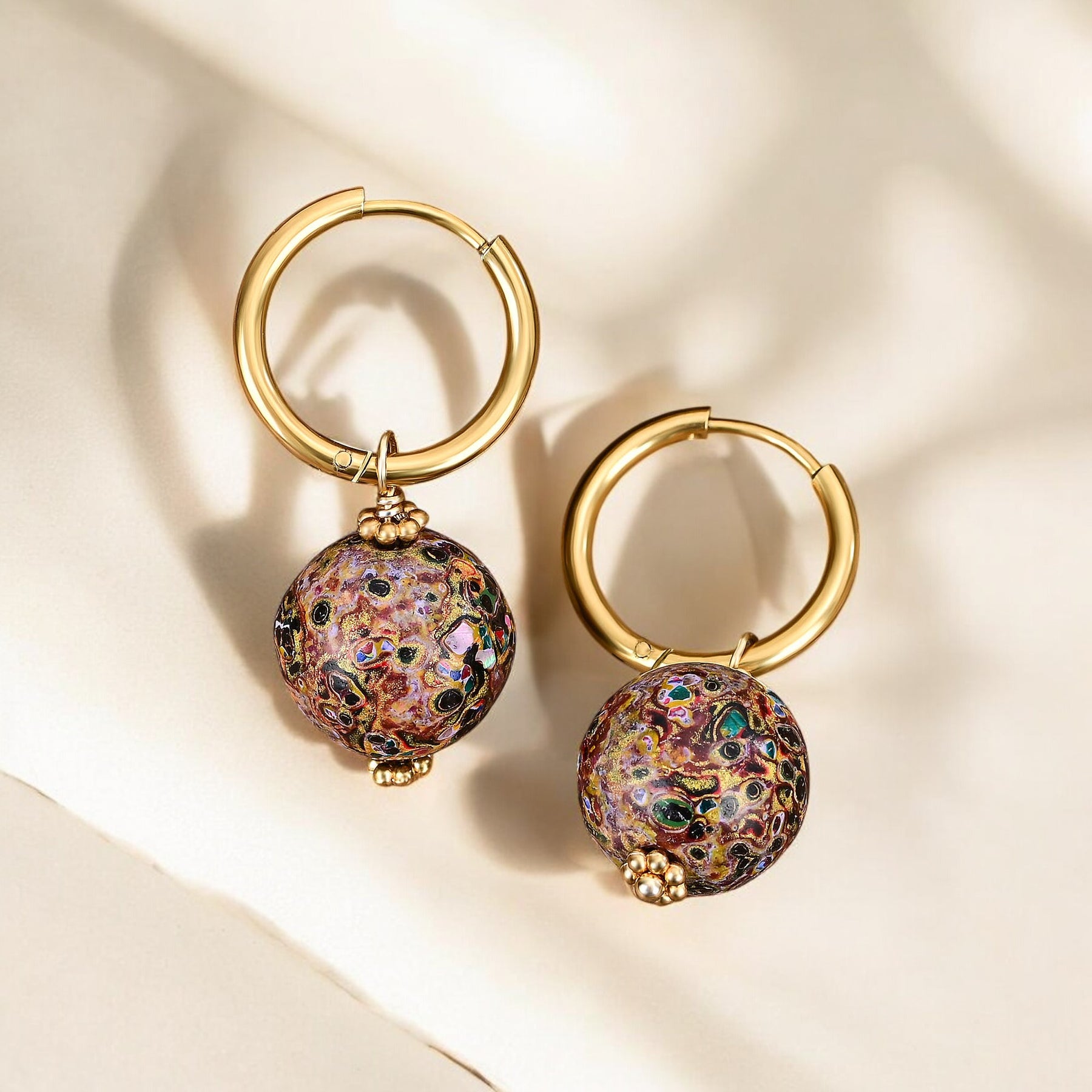 Cosmic Bloom Speckle Orb Hoop Earrings