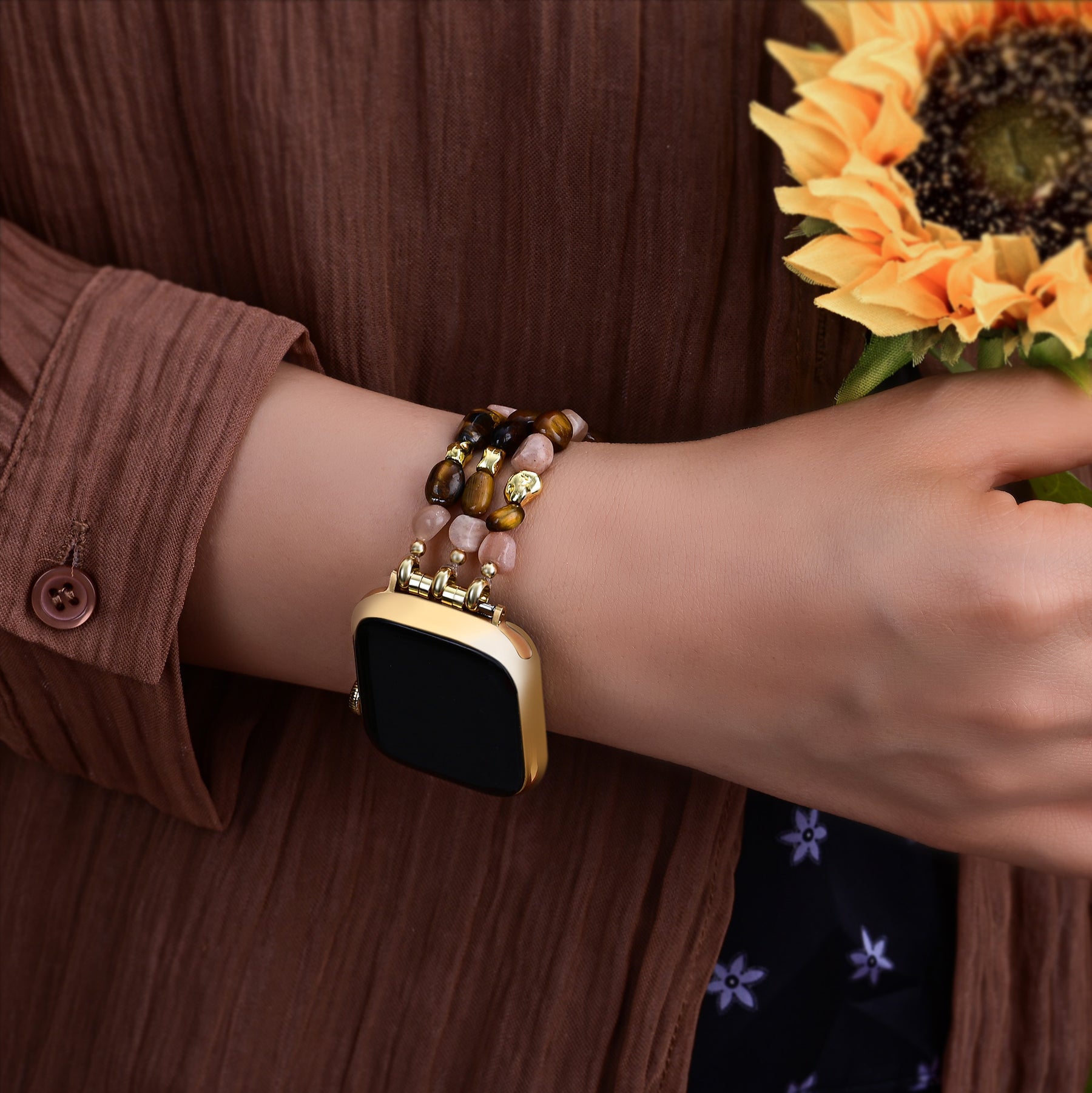 Golden Glowcore Stretch Apple Watch Strap
