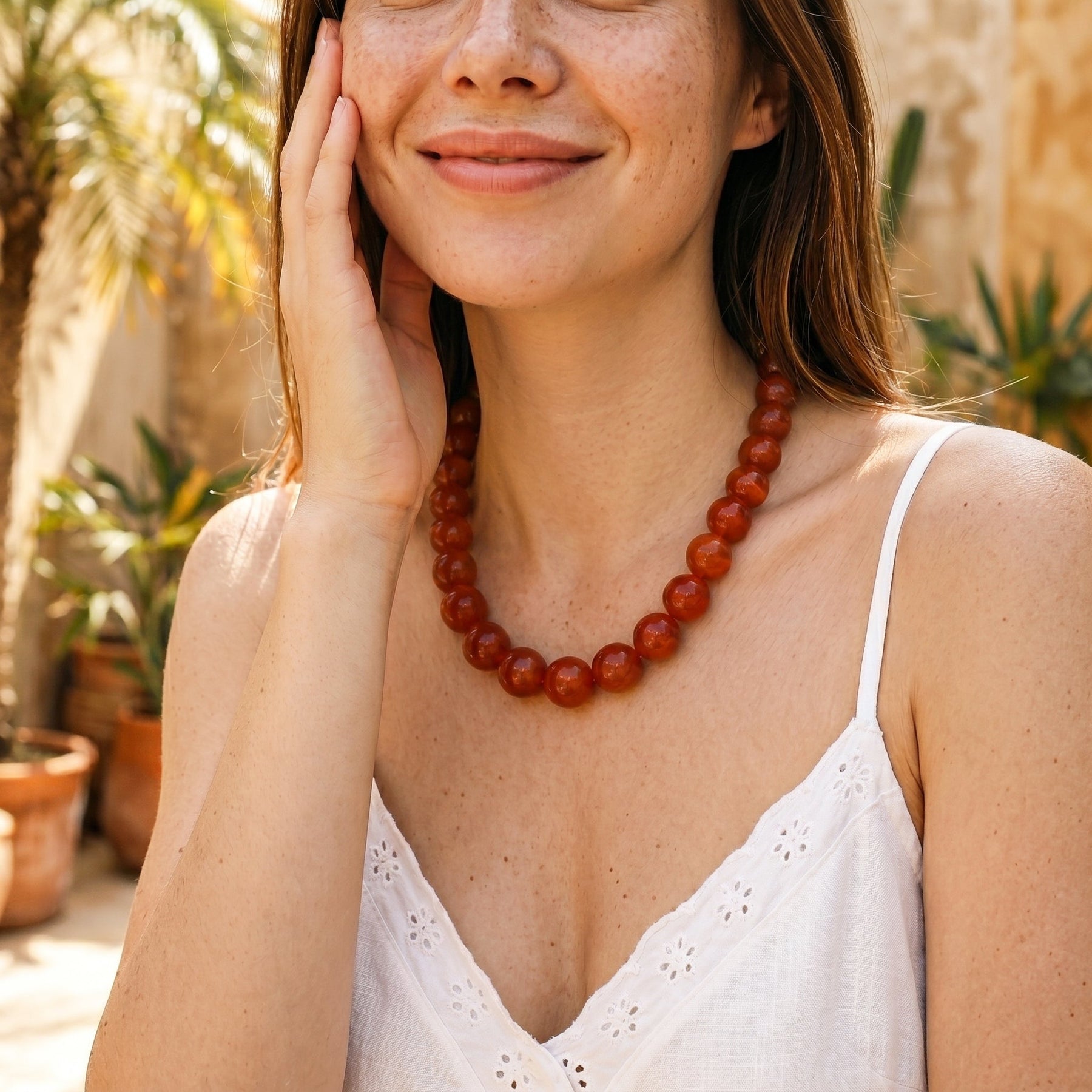 Chunky Red Beaded Necklace