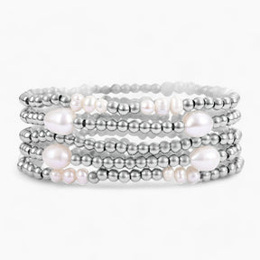 Pearl and Silver Bracelet Set