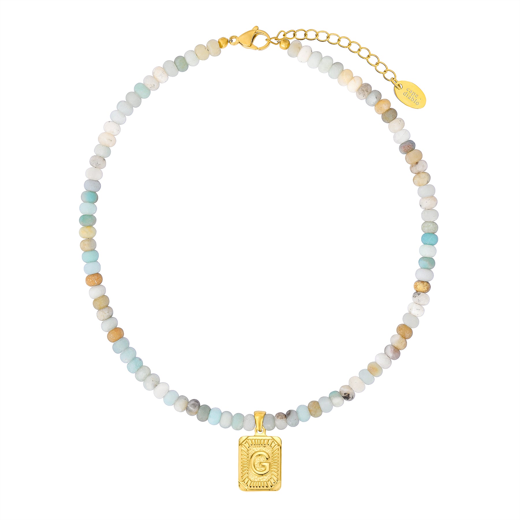 Amazonite Initial Letter Charm Necklace