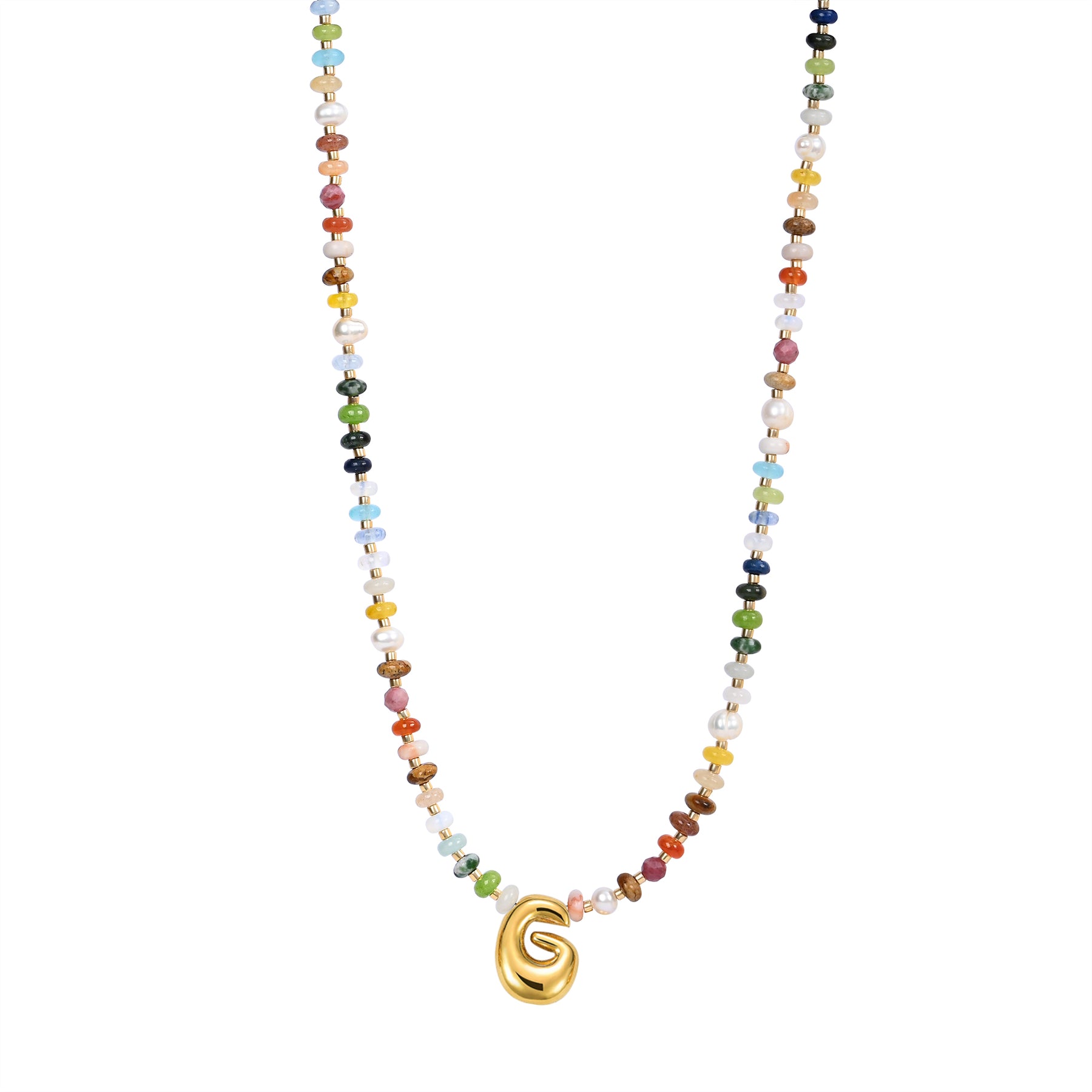 Vibrant Gem Initial Bubble Necklace