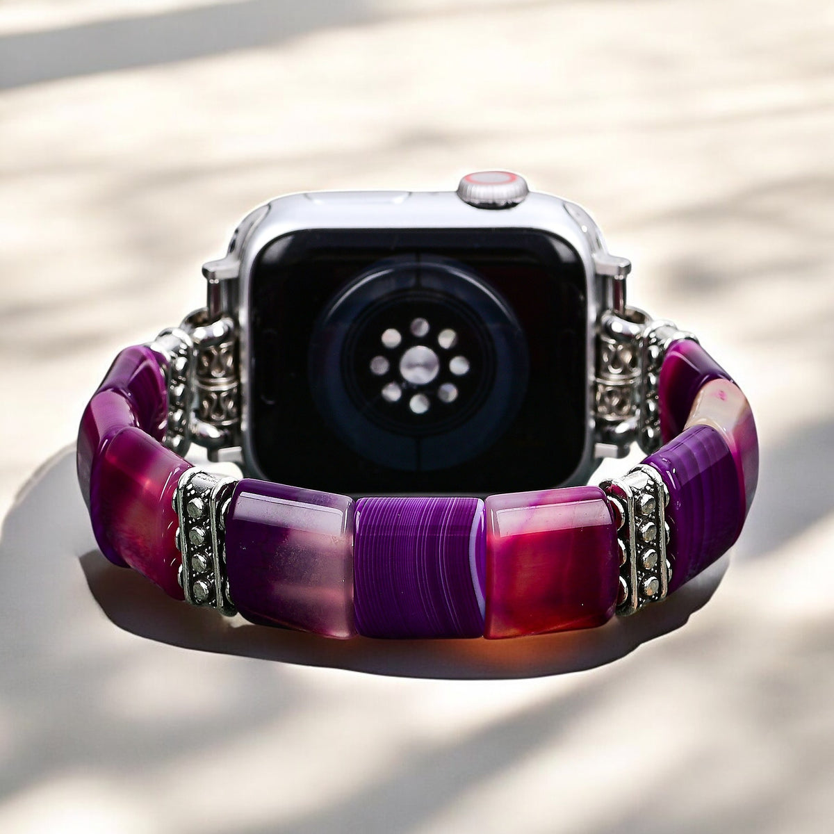 Amethyst Aura Agate Stretch Apple Watch Strap