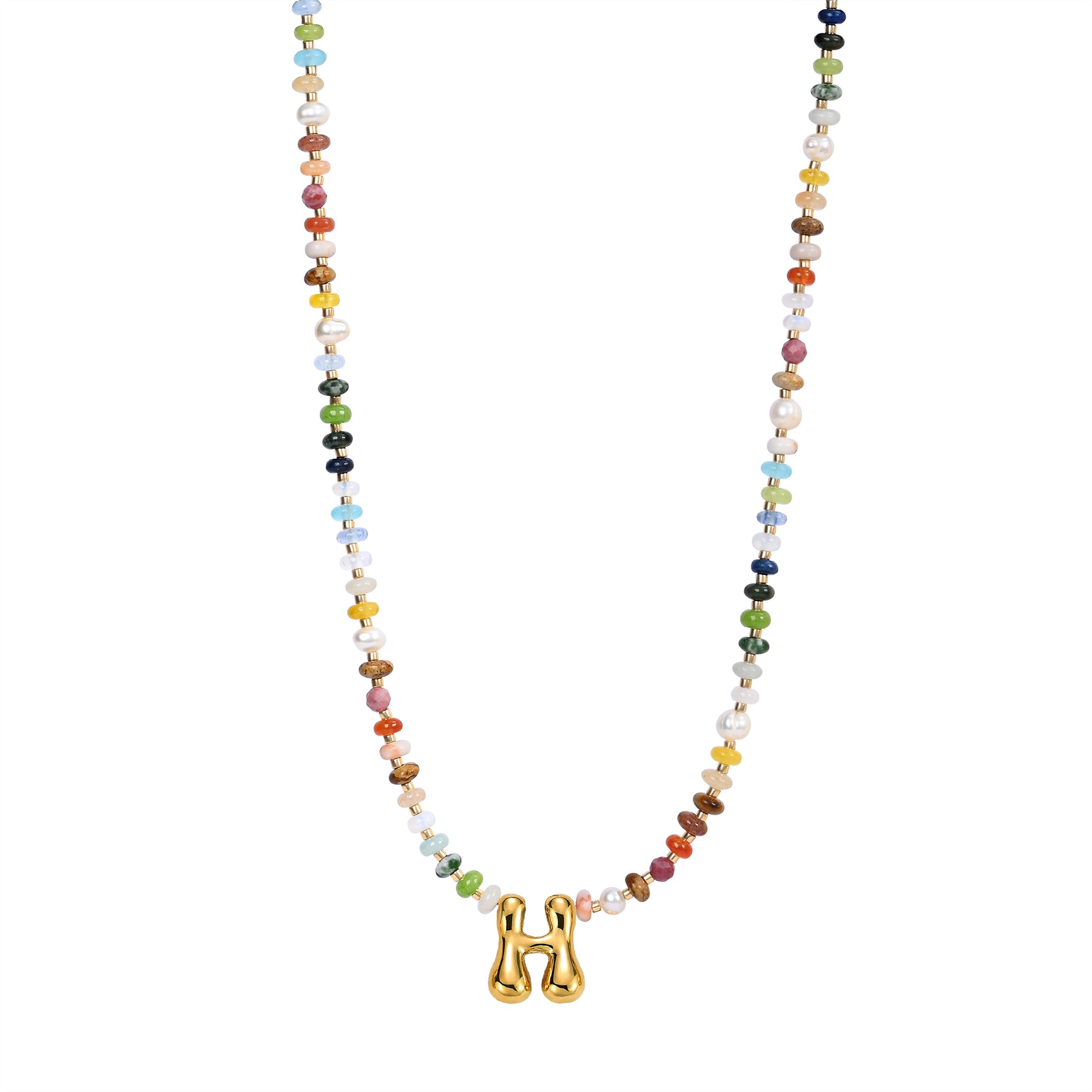 Vibrant Gem Initial Bubble Necklace