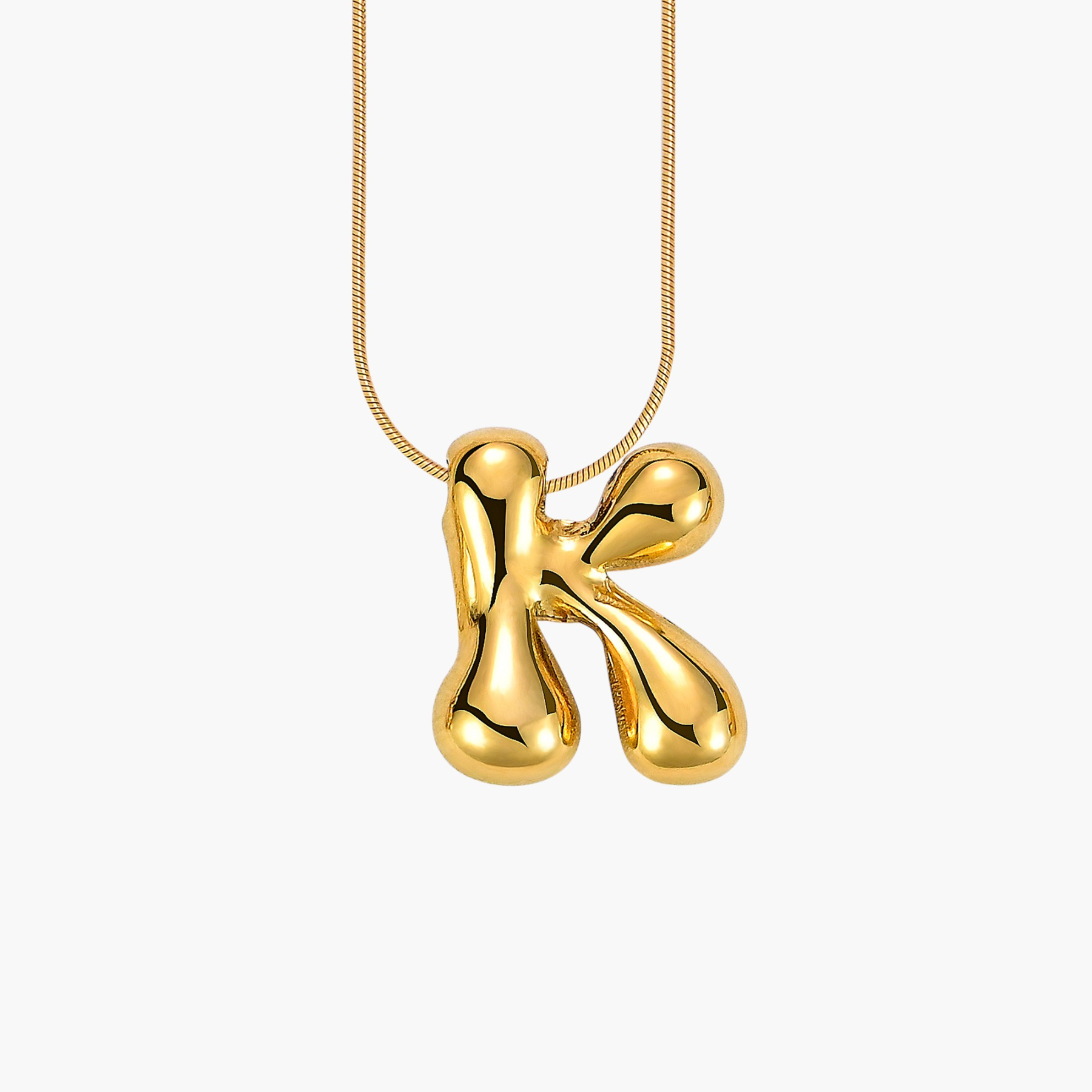 Golden Glow Bubble Letter Initial Necklace