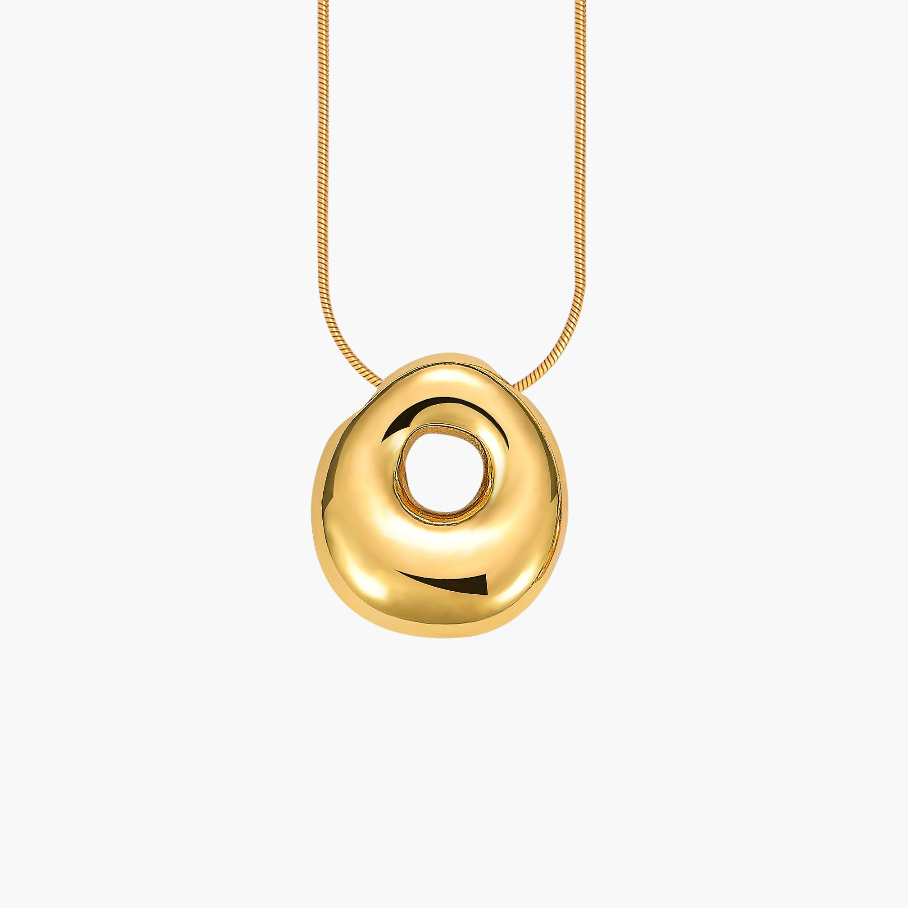 Golden Glow Bubble Letter Initial Necklace