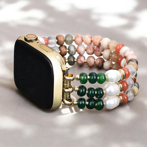 Coral Natural Stone Stretch Apple Watch Strap