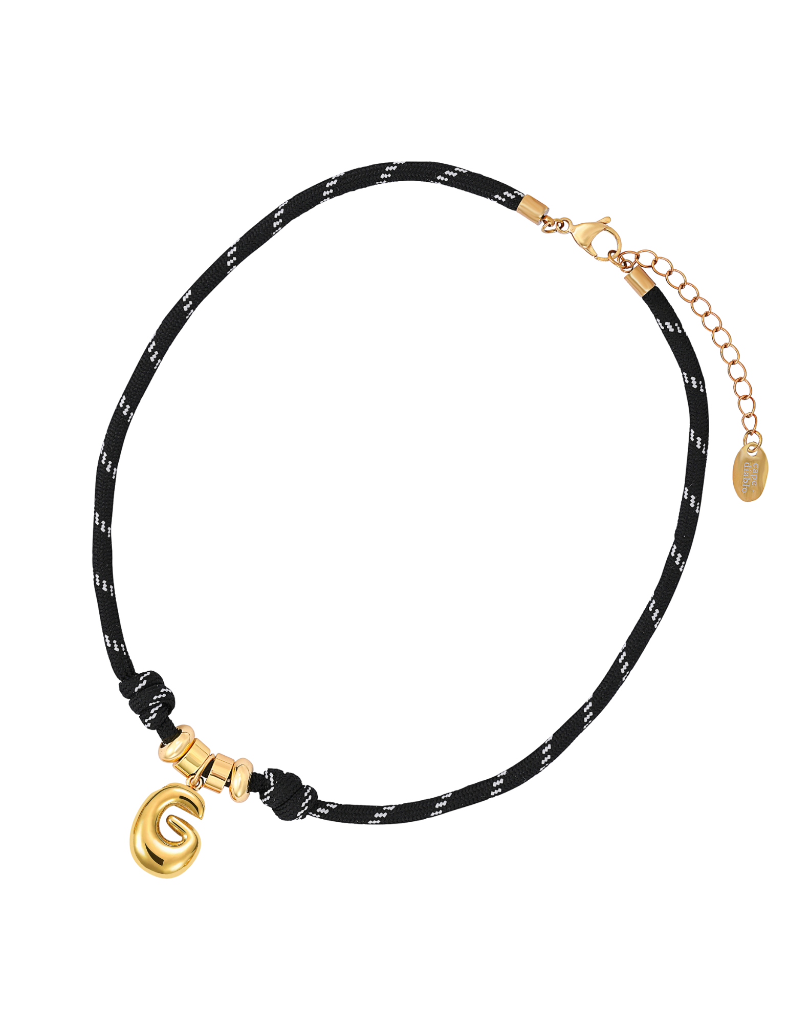 Golden Bubble Letter Rope Necklace