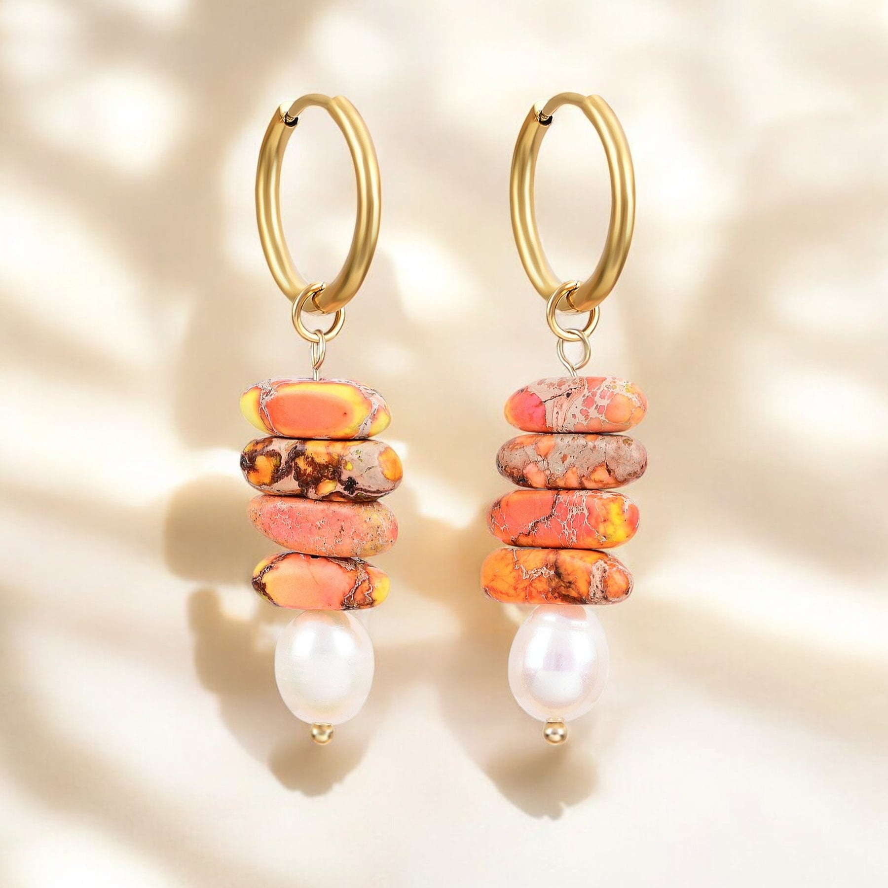 Ocean Bliss Pearl & Aventurine Jasper Hoop Drops