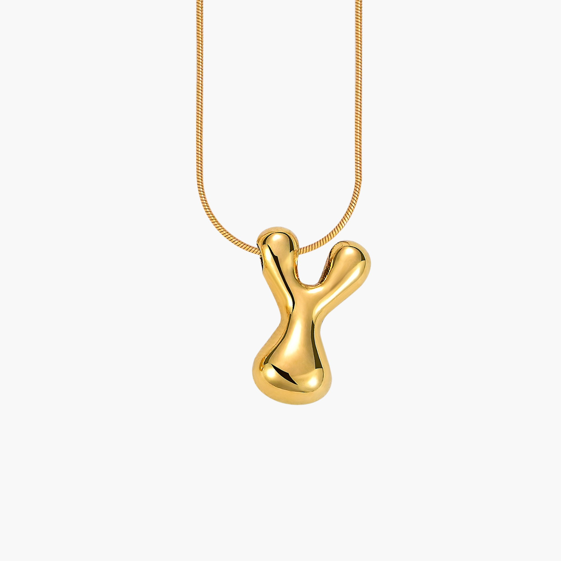 Golden Glow Bubble Letter Initial Necklace