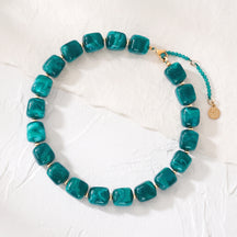 Chunky Square Bead Necklace Turquoise