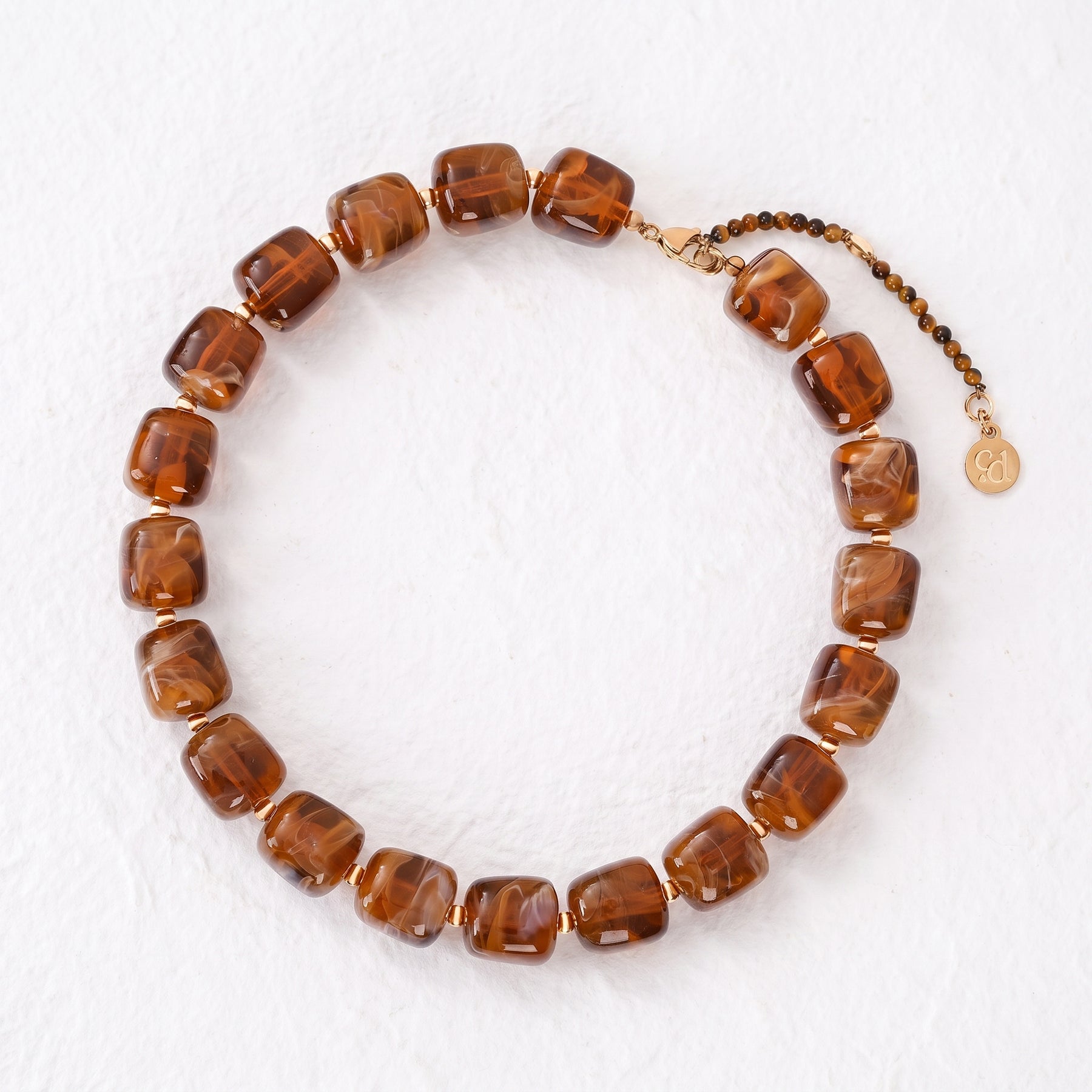Chunky Square Bead Necklace Earth