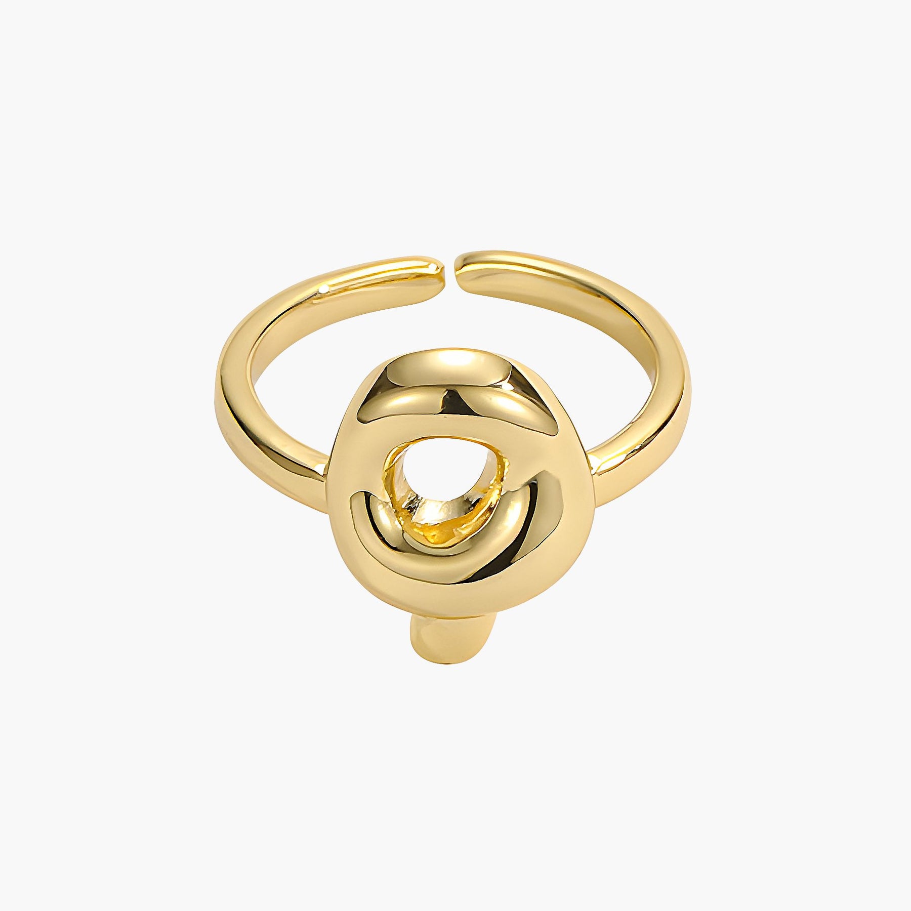 Golden Glow Bubble Letter Initial Ring