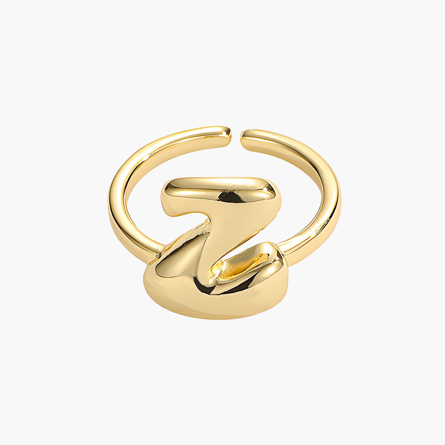 Golden Glow Bubble Letter Initial Ring