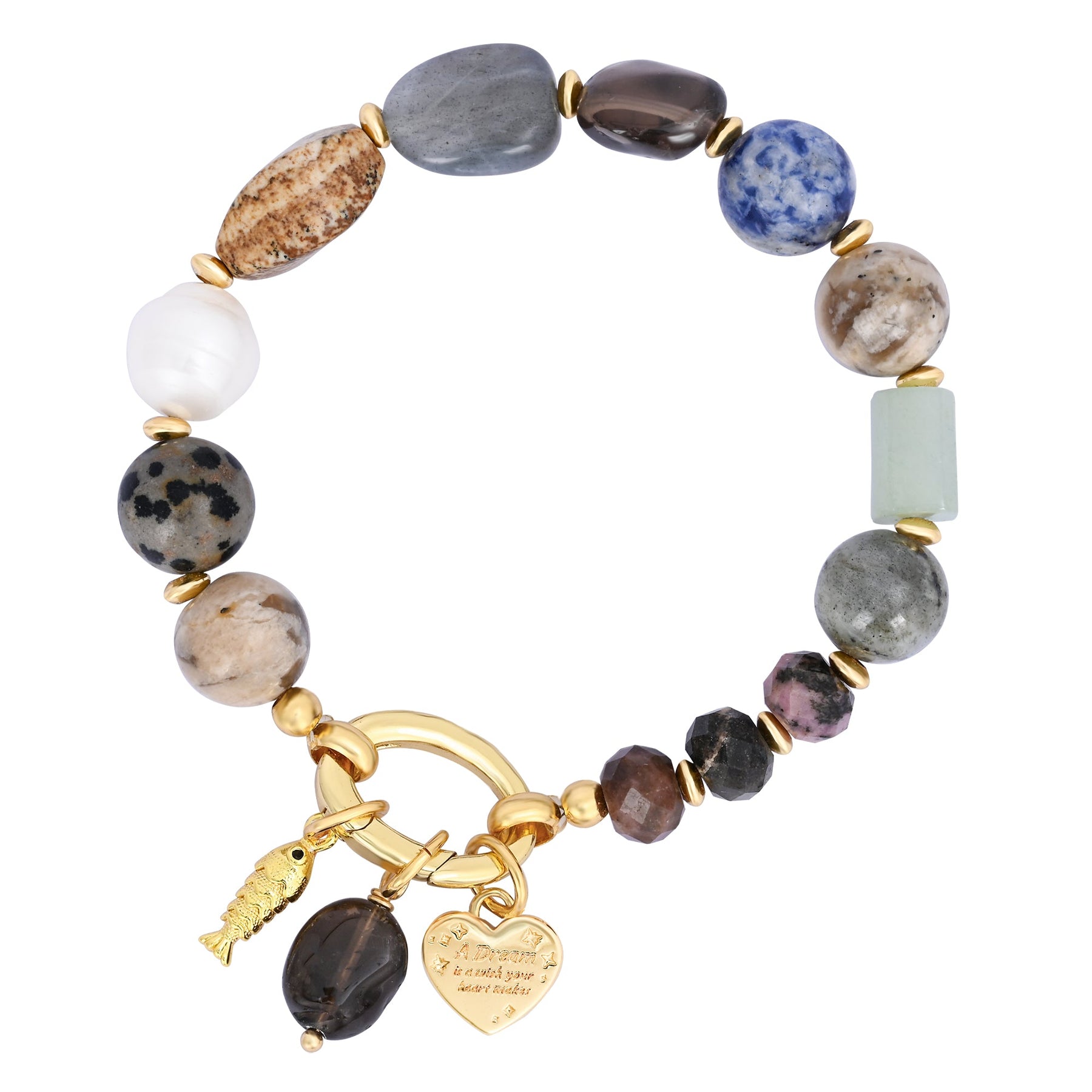 Obsidian Heart Charm Bracelet