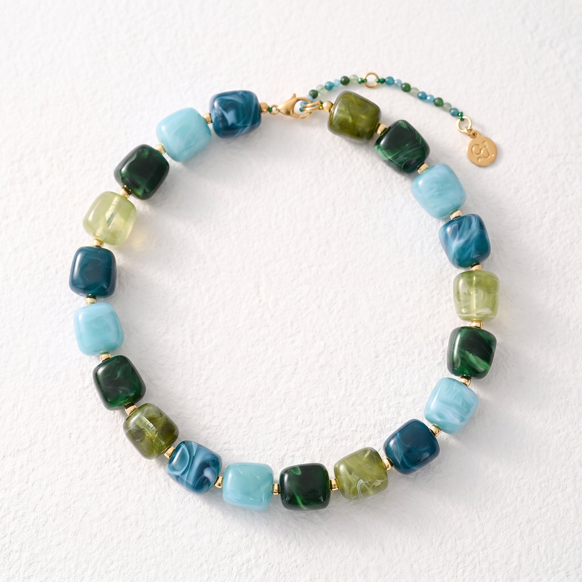 Chunky Square Bead Necklace Red