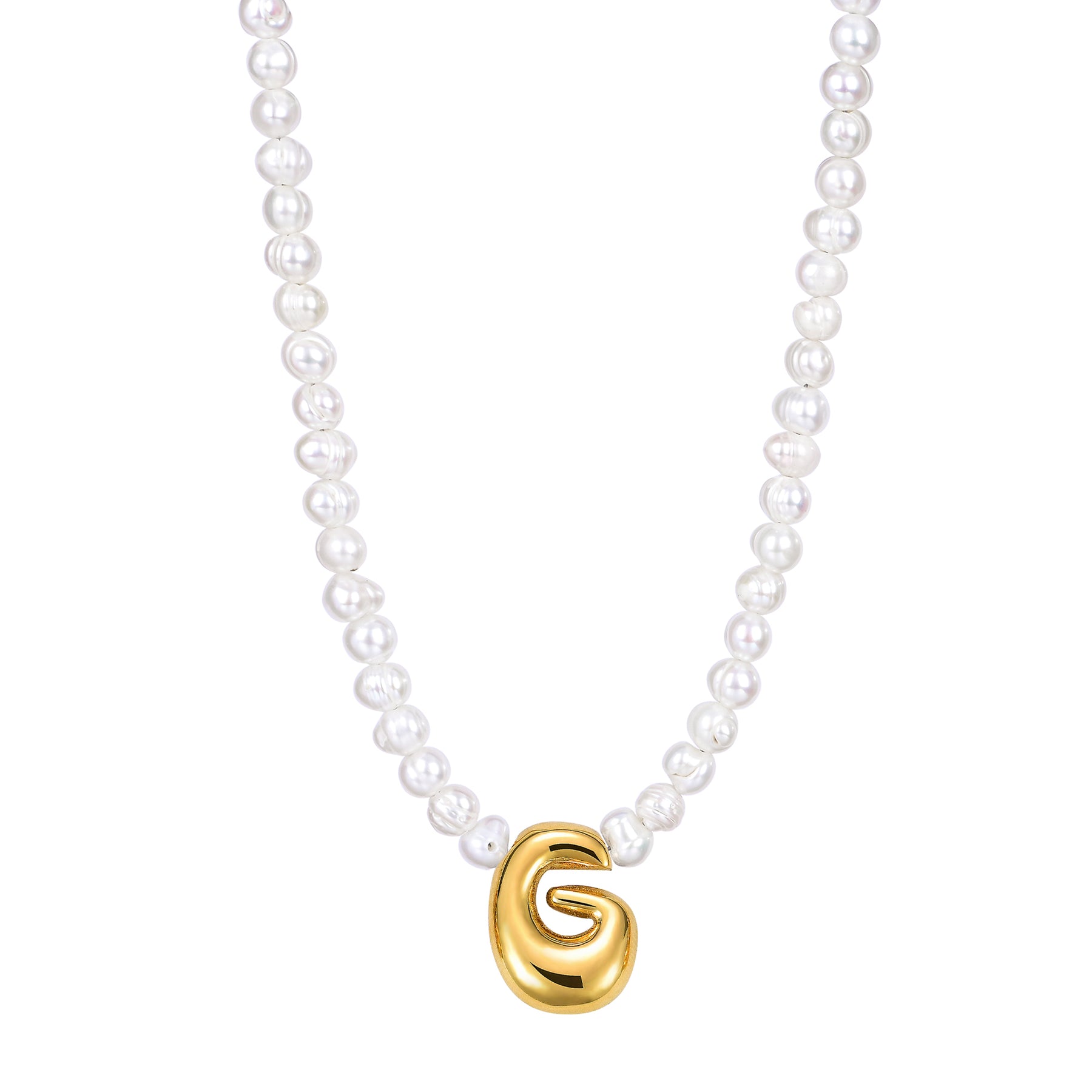 Pearl Bubble Initial Necklace