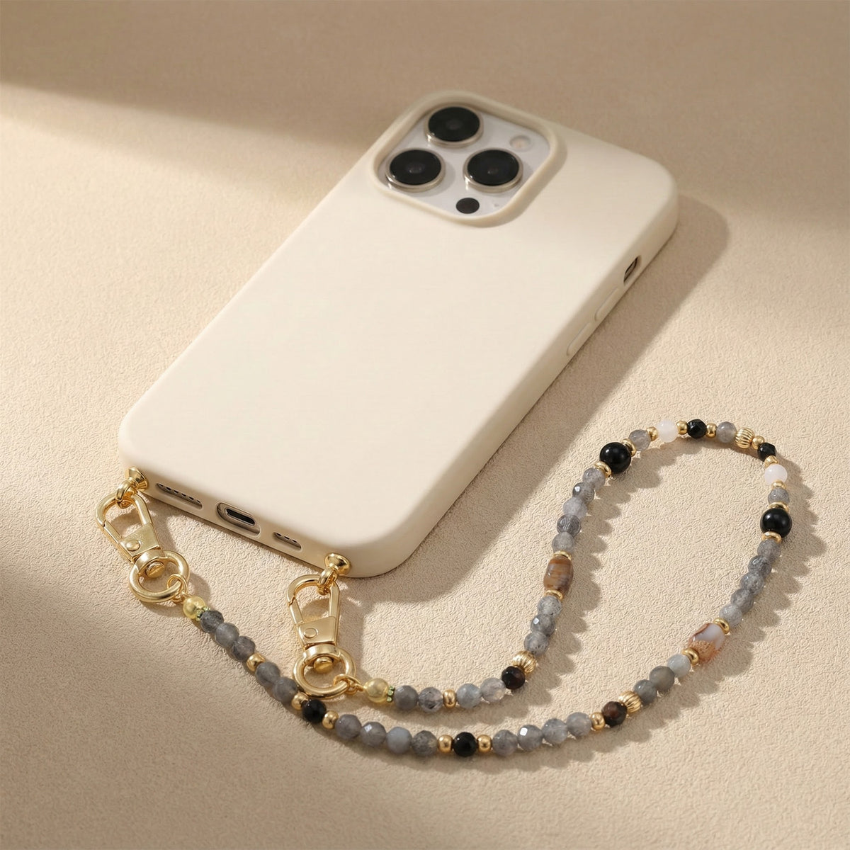 Gray Agate Balance Phone Chain