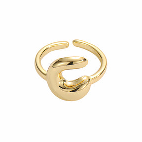 Golden Glow Bubble Letter Initial Ring