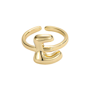 Golden Glow Bubble Letter Initial Ring