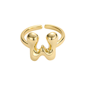 Golden Glow Bubble Letter Initial Ring