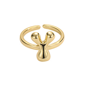 Golden Glow Bubble Letter Initial Ring