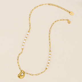 Chic Bubble Pearl Initial Chain Necklace