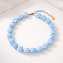 Chunky Square Bead Necklace Turquoise