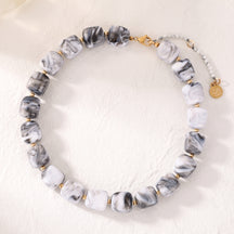 Chunky Square Bead Necklace Turquoise